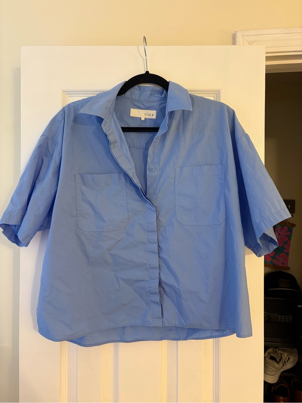 Zara Light Blue Short Sleeve Button-Down Shirt